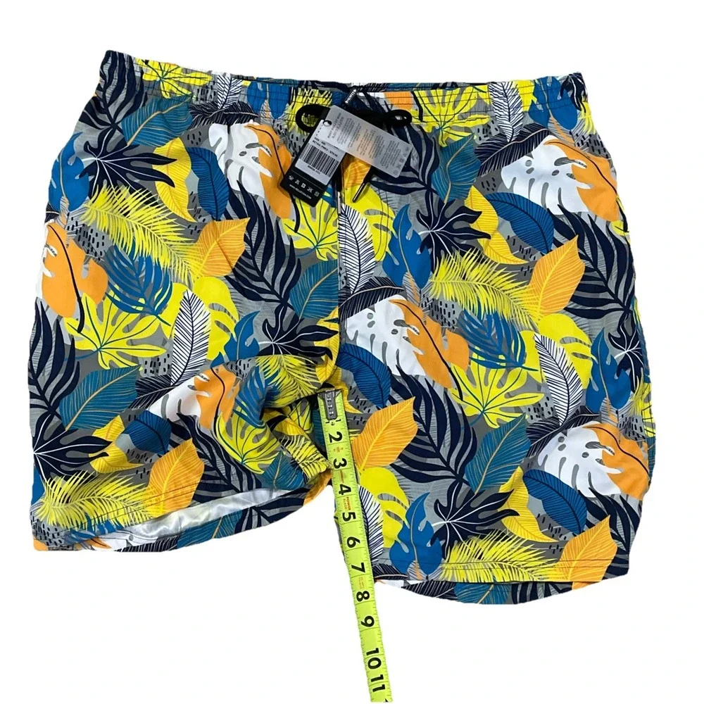 NWT Relleciga Hawaiian Lined 2XL Leaf Print Beach Shorts‎ 36